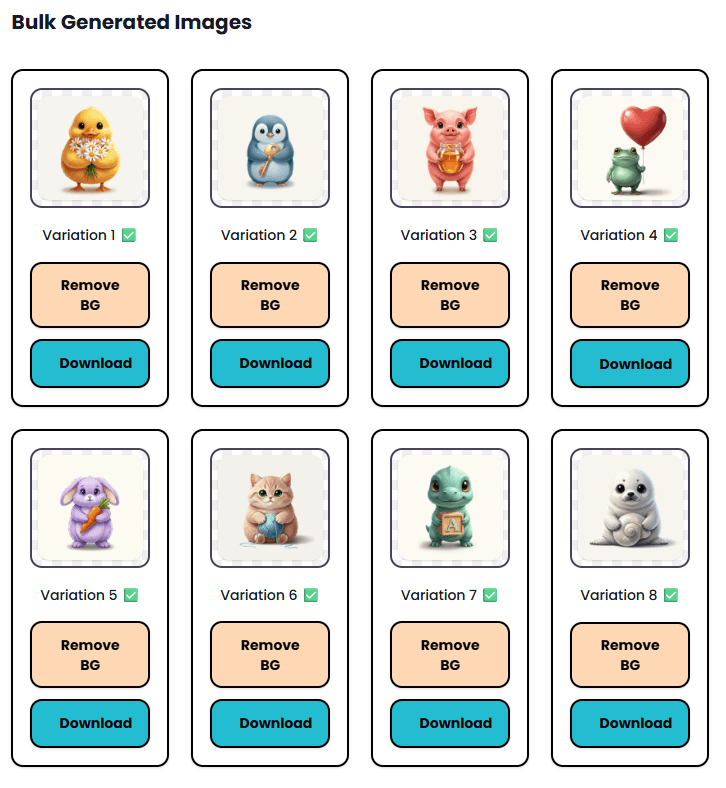 Bulk image generation interface