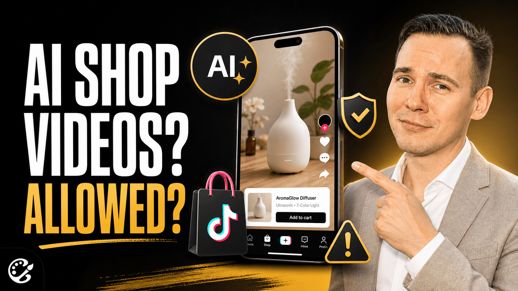 A blog post discussing the use of AI-generated videos for promoting products on TikTok Shop, outlining the rules
